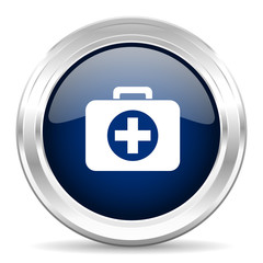 Fototapeta premium first aid cirle glossy dark blue web icon on white background