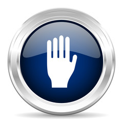 Obraz premium stop cirle glossy dark blue web icon on white background