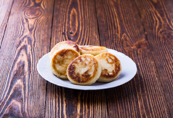 Cottage cheese pancakes, syrniki