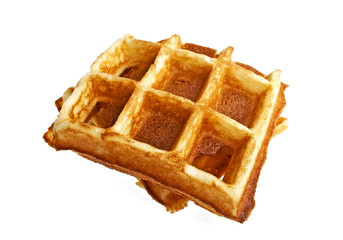 Freshly baked belgium waffles isolated on white background