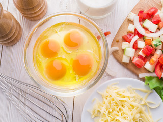 Omelette ingredients.