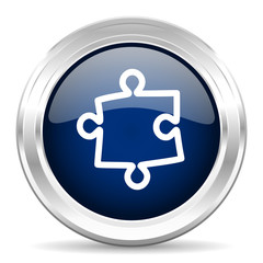 Obraz premium puzzle cirle glossy dark blue web icon on white background