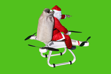 Santa claus flying on drone - 93137038