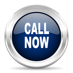 call now cirle glossy dark blue web icon on white background