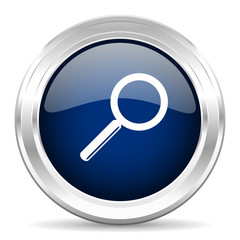 search cirle glossy dark blue web icon on white background