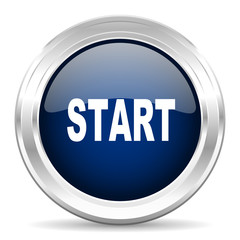 start cirle glossy dark blue web icon on white background