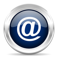 email cirle glossy dark blue web icon on white background