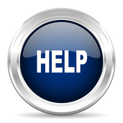 help cirle glossy dark blue web icon on white background
