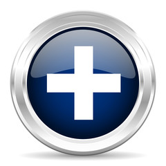 Obraz premium plus cirle glossy dark blue web icon on white background