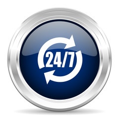 service cirle glossy dark blue web icon on white background