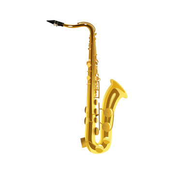 Saxophone - Brass Musical Instrument, Vector Illustration isolated on white