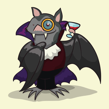 Happy Halloween Bat in Costume, Vector Illustration
