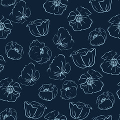 Seamless patern with poppies in graphic style