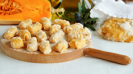 homemade pumpkin gnocchi ready for cooking