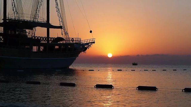 ship, sea, travel, sunrise, sunset, vacation