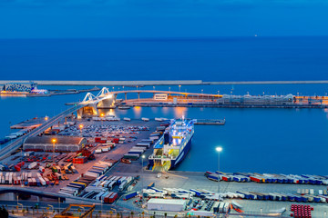 Fototapeta premium Barcelona. Seaport night.