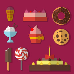 Flat set of sweets