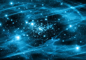 Fototapeta premium snowflakes and stars descending on background