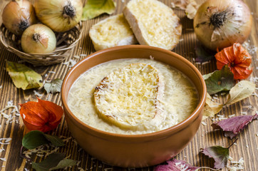 French onion soup with croutons     