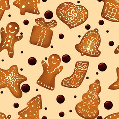 Christmas gingerbread seamless pattern