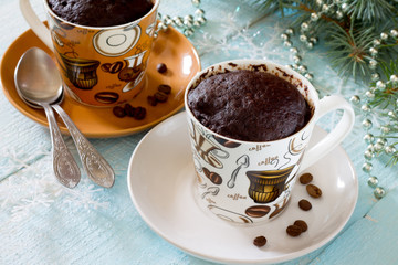 Quick chocolate cake in a circle on the New Year's table