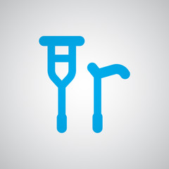 Flat blue Crutch Cane icon