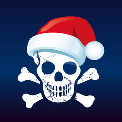 Piratenschädel mit Weihnachtsmannmütze