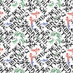 Obraz premium Abc alphabet watercolor calligraphy letters seamless pattern