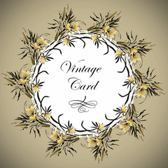 Greeting card with flowers, watercolor, can be used as