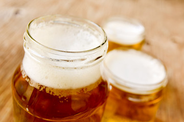 beer served in glass jars