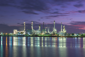 Tanker Oil refinery at twilight