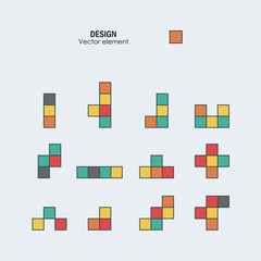 Game tetris square template. Brick game pieces