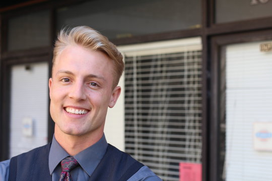 Portait Of Small Business Owner: Proud Young Man And His Store