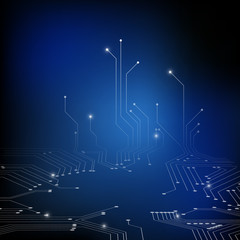 Vector : Electronic circuit on abstract blue background