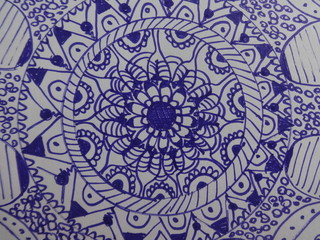 Blue Hand drawn Mandala Art