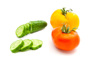 fresh cucumber and tomatoes
