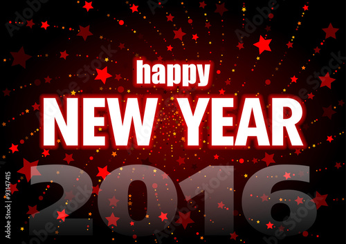 &quot;Happy New Year - Red Abstract Greeting Card with Stars, Illustration&quot; Stock image and royalty