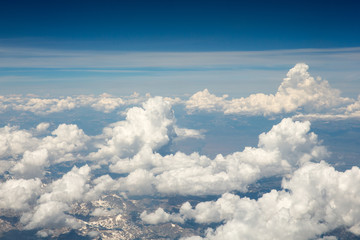 Blue Sky and White Clouds Viewed from the Air