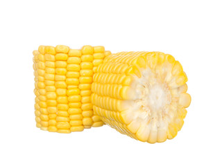 Sliced two corns isolated on white background