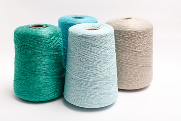 Color cones of silk on white background