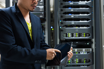 People fix server network in data room