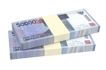 Indonesian rupiah money isolated on white background. Computer generated 3D photo rendering.