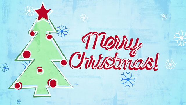 merry christmas card child's drawing style animation. Last 5 seconds are loopable. 4k (4096x2304)
