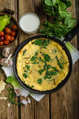 Frittata with spinach and garlic