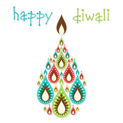 creative colorful diyas diwali greeting design vector