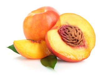 Fresh peaches isolated on white