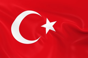 Obraz premium Waving Flag of Turkey - 3D Render of the Turkish Flag with Silky Texture
