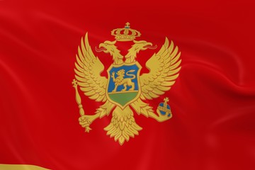 Waving Flag of Montenegro - 3D Render of the Montenegrin Flag with Silky Texture