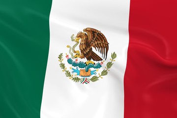 Waving Flag of Mexico - 3D Render of the Mexican Flag with Silky Texture