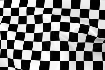 Waving Checkered Racing Flag - 3D Render of a Black and White Checkered Flag with Silky Texture